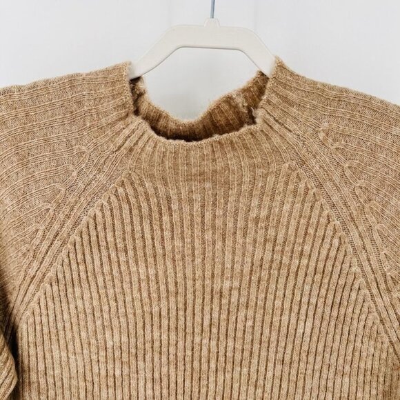 Mango MNG Basics Wool Blend Dress Size M Mock Neck Ribbed Knit  Long Sleeve - Picture 4 of 7